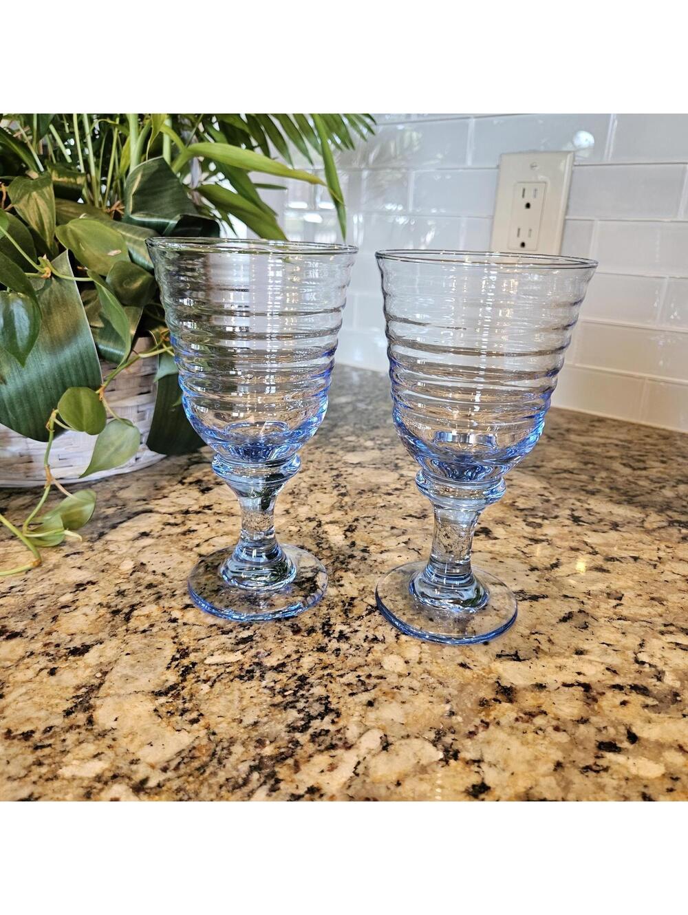 Anchor Hocking Sirius Light Blue Ice  Water Goblets 6.75” Set Of 2